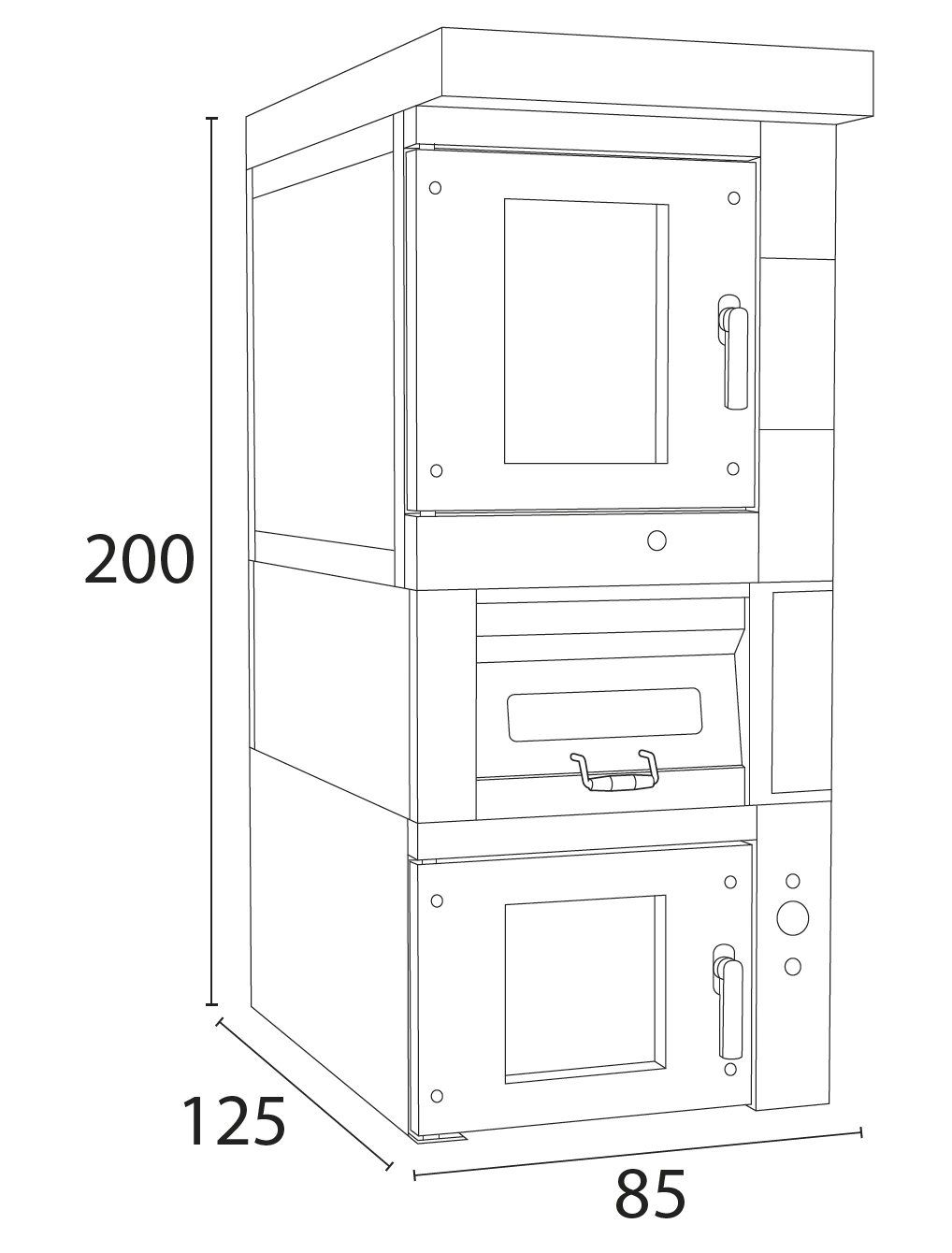 45x65 / 5 Tepsili Konveksiyonel + Taban Tuğlalı Fırın teknik çizim